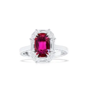 Natural Red Mozambique Ruby Ring, 3.86 Ct. TW, Oval shape GRS Certified,Ruby Rings