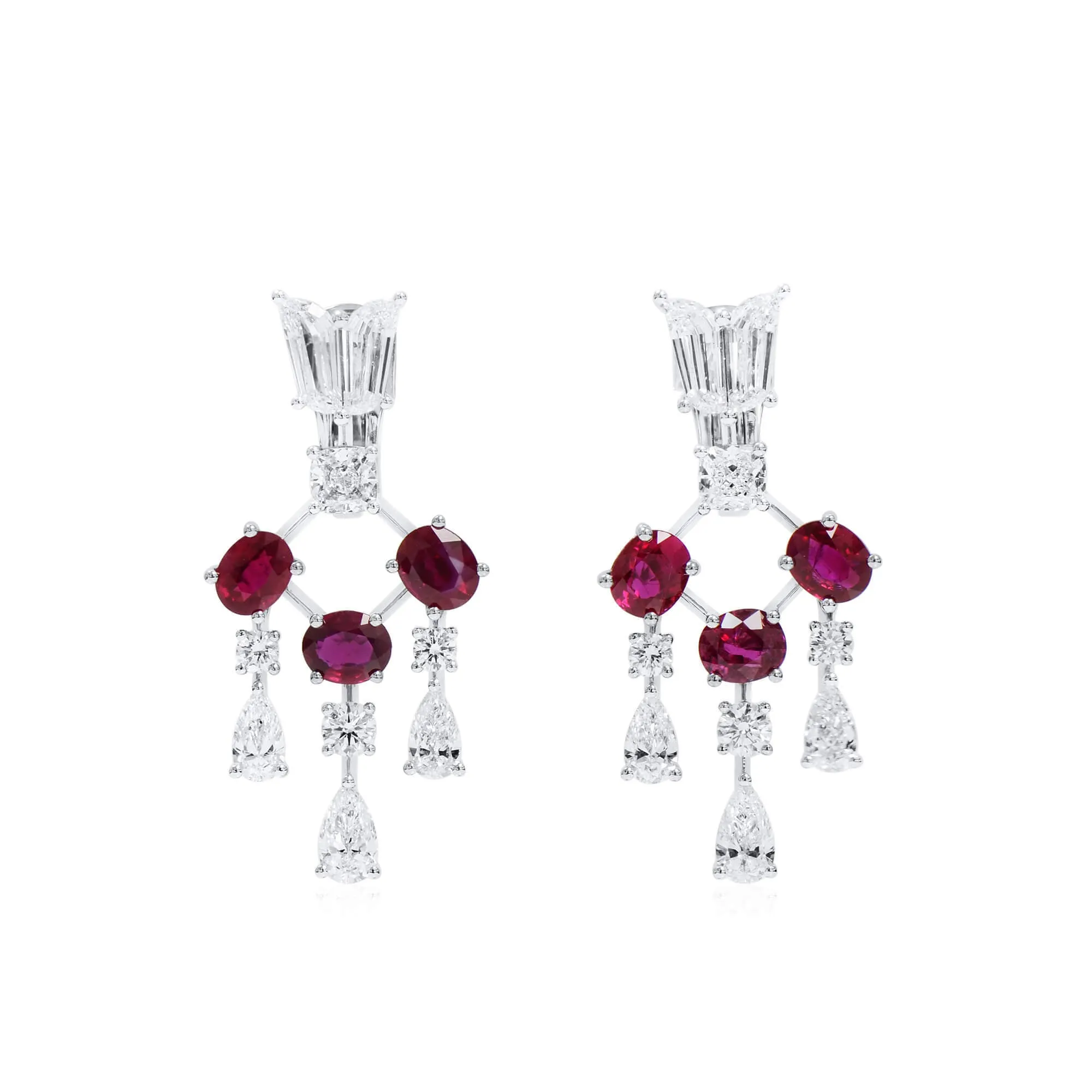 Natural Red Ruby and Diamond Earrings, 5.05 Ct. (10.86 Ct. TW), GIA Certified,Ruby Earrings