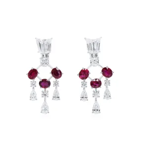 Natural Red Ruby and Diamond Earrings, 5.05 Ct. (10.86 Ct. TW), GIA Certified,Ruby Earrings