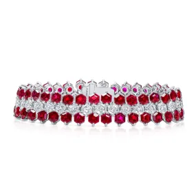 Natural Red Ruby Bracelet, 41.10 Ct. TW,Ruby Bracelet