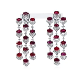 Natural Red Ruby Earrings, 10.73 Ct. TW, BELLEROPHON Certified, unheated,Ruby Earrings