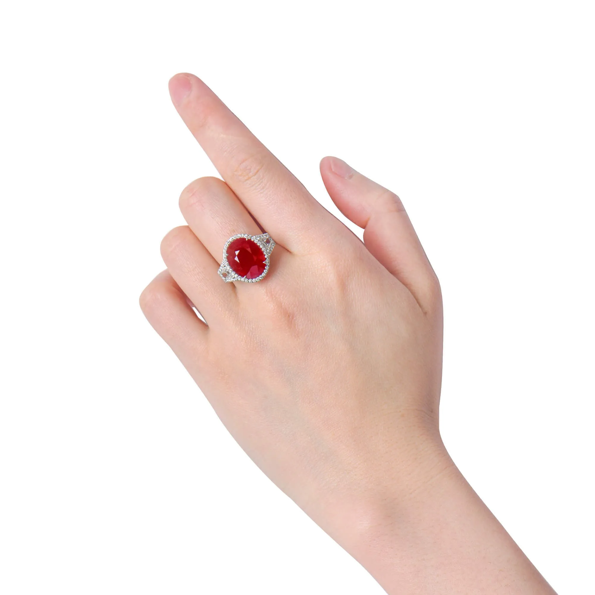 Natural Red Ruby Ring, 15.85 Ct. TW, Oval shape GRS Certified,Ruby Rings