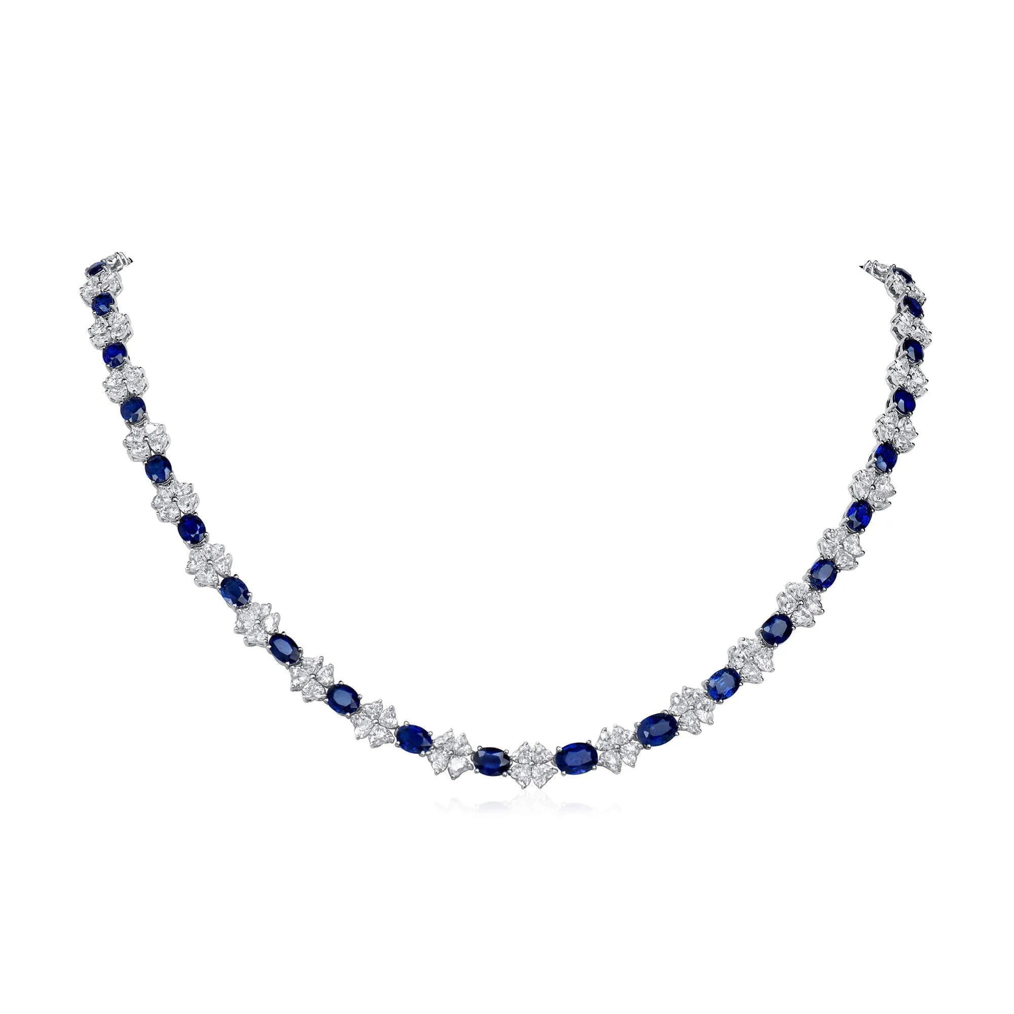 Natural Royal Blue Burma Sapphire And Diamond Necklace, 17.34 Ct. (33.03 Ct. TW), 26615505, Unheated,Sapphire Necklace