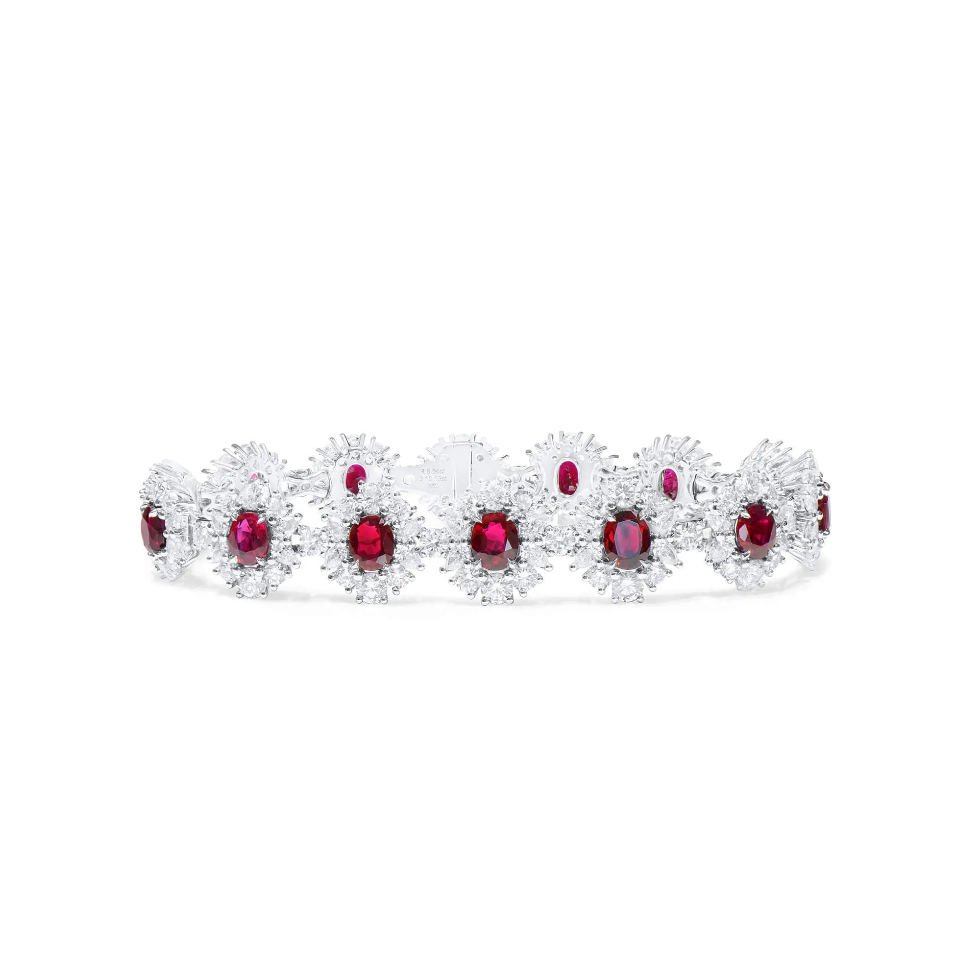 Natural Ruby And Diamond Bracelet ,  8.71 Ct. (18.84 Ct. TW), GRS Certified, Burma, Unheated,Ruby Bracelet