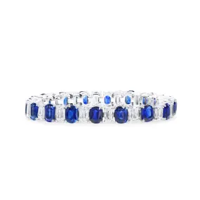 Natural Sapphie & Diamond Bracelet, 18.24 Ct. (27.07 Ct. TW), Oval Shape, 18K White Gold,Sapphire Bracelet