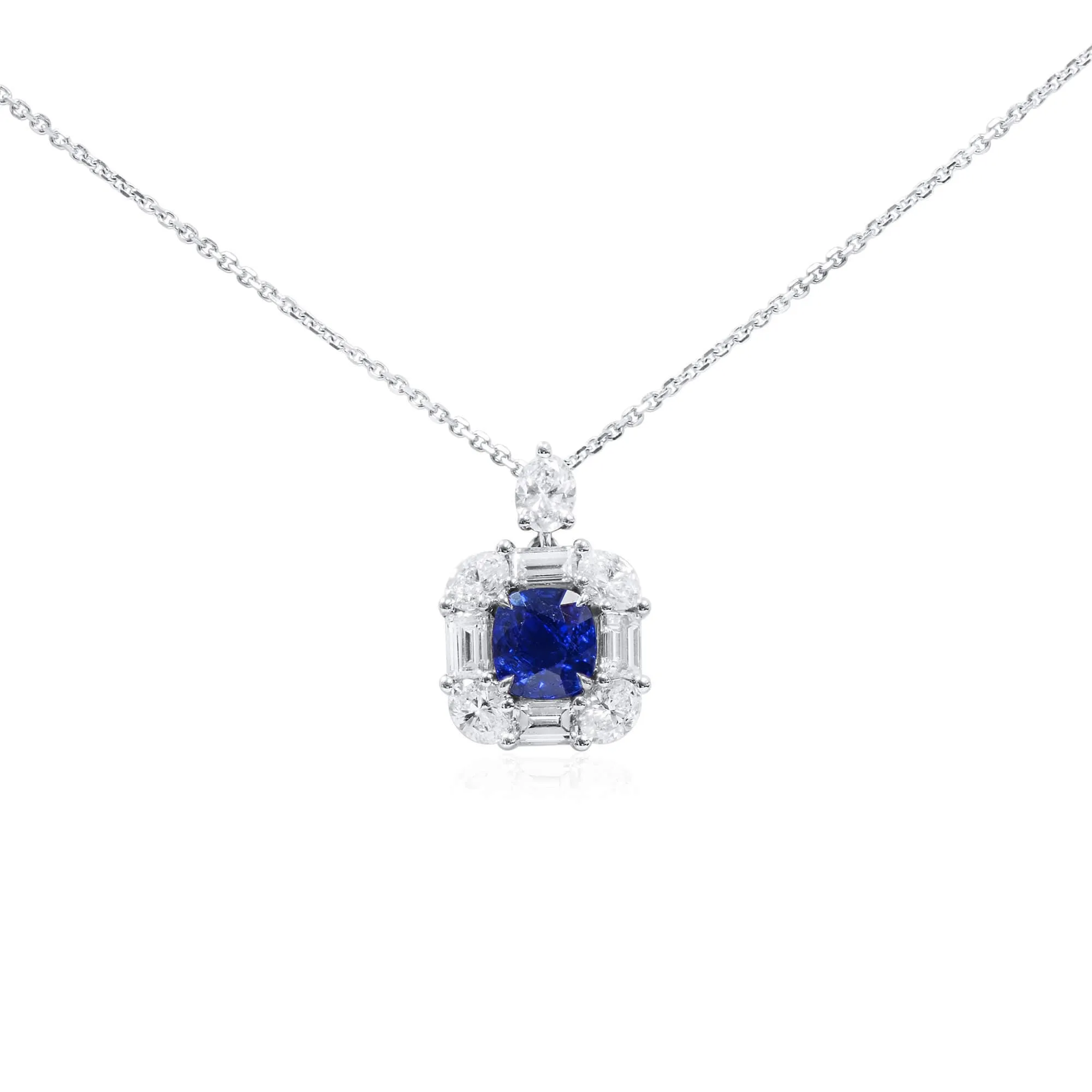 Natural Vivid Blue Burma Sapphire Pendant, 3.05 Ct. TW, Oval shape GRS Certified,Sapphire Necklace