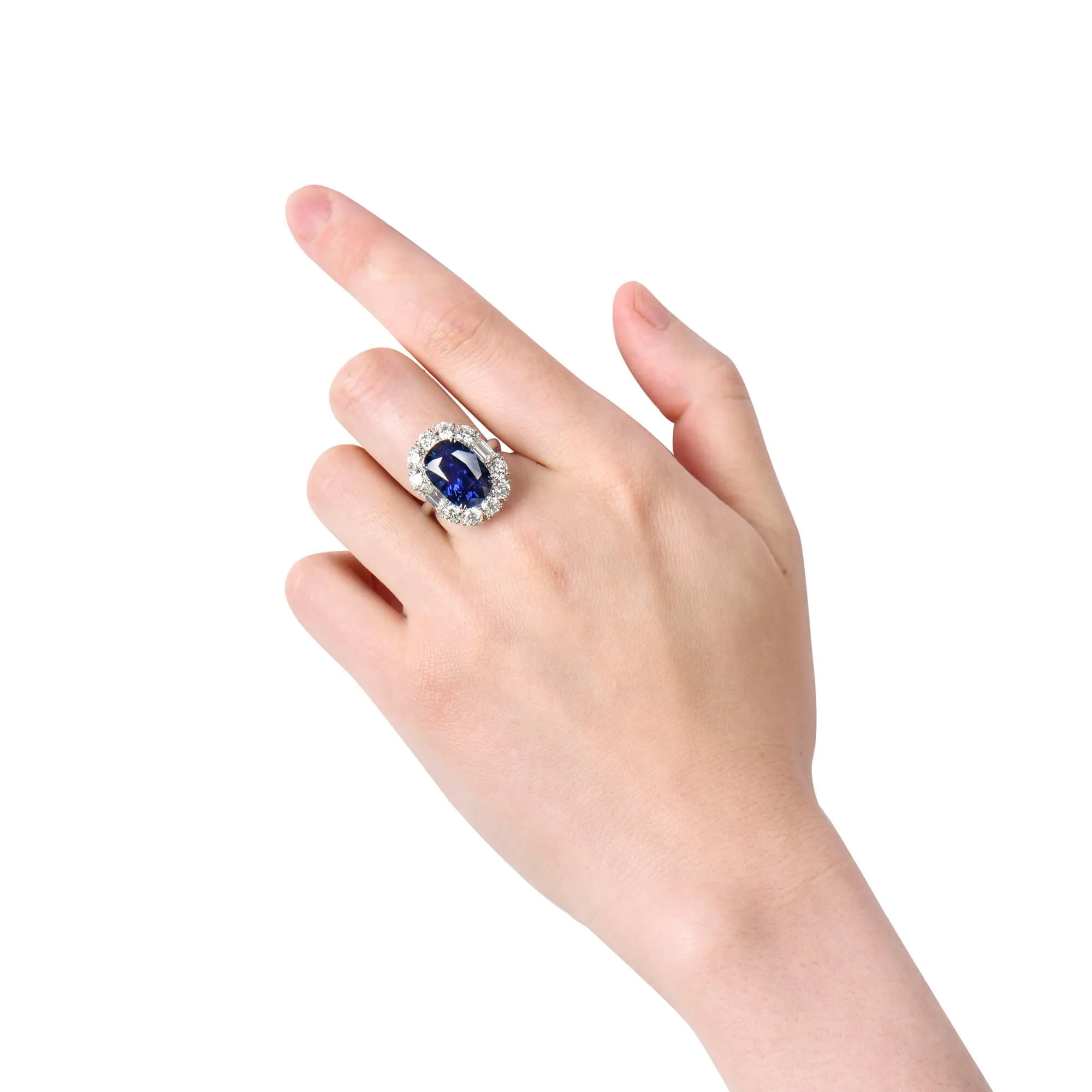 Natural Vivid Blue Sapphire Ring, 13.16 Ct. TW, Oval shape GRS Certified,Sapphire Rings