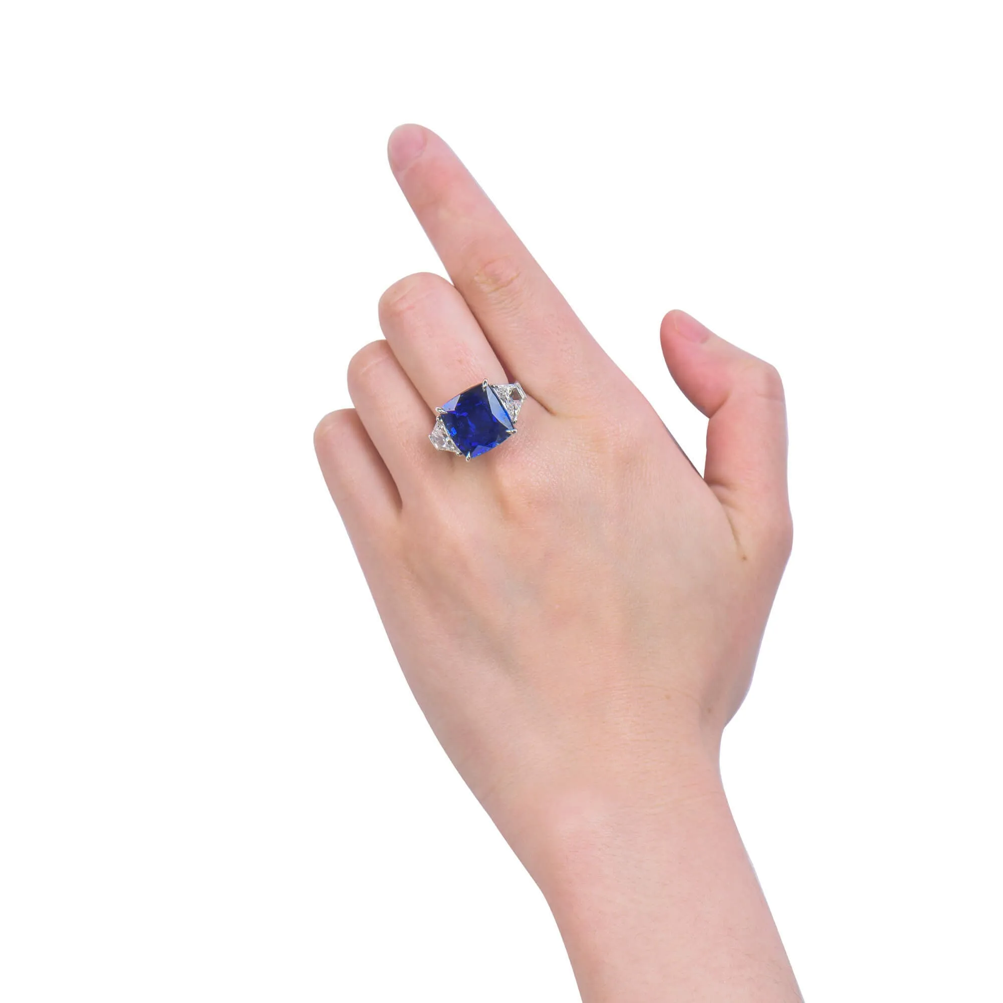 Natural Vivid Blue Sapphire Ring, 21.13 Ct. TW, Cushion shape SSEF Certified,Sapphire Rings