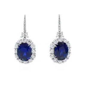 Natural Vivid Blue Sri-lanka Sapphire Earrings, 16.29 Ct. TW, Oval shape GRS Certified,Sapphire Earrings