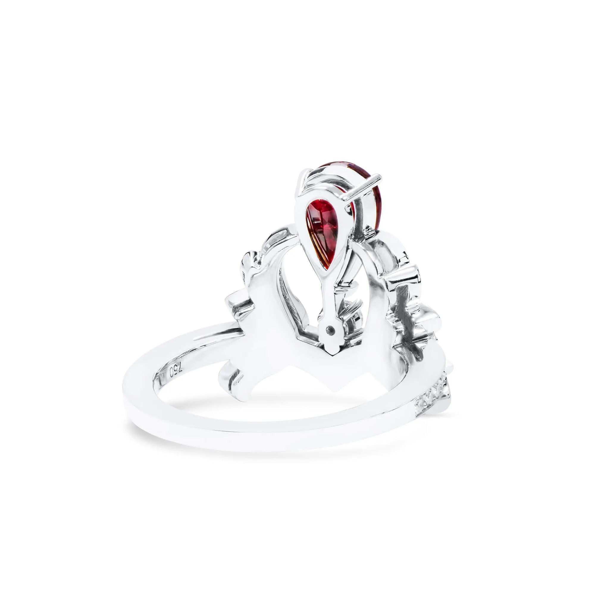 Natural Vivid Deep Red Ruby Ring, 2.23 Ct. TW, Pear shape GRS Certified,Ruby Rings
