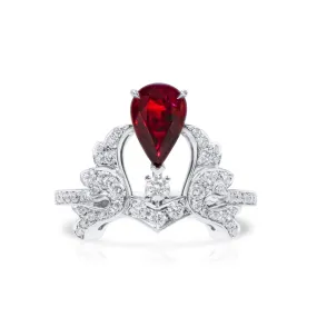 Natural Vivid Deep Red Ruby Ring, 2.23 Ct. TW, Pear shape GRS Certified,Ruby Rings