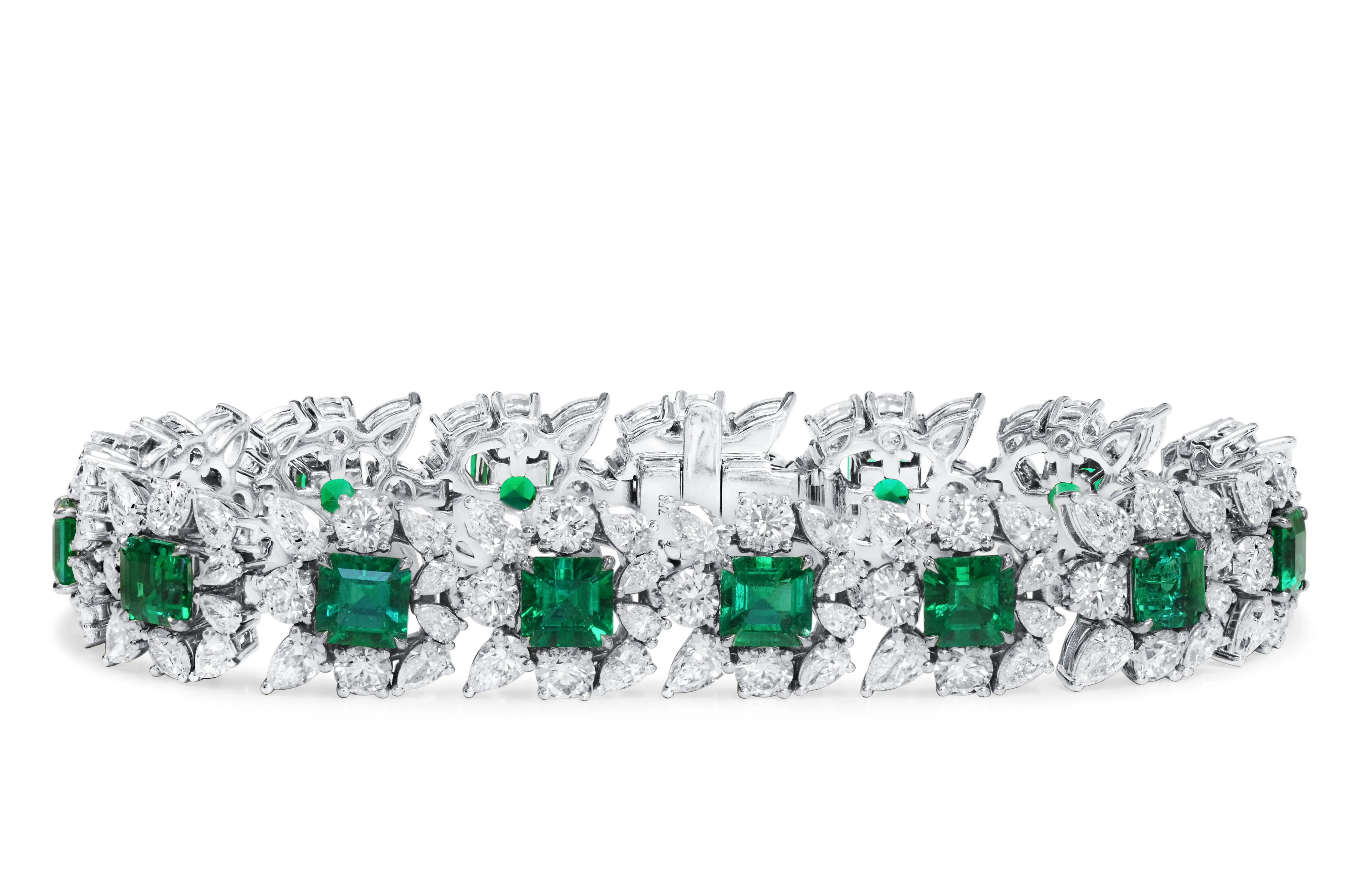 Natural Vivid Green Colombia Emerald & Diamonds Bracelet, 10.38 Ct. (29.73 Ct. TW), GRS2022-088209,Emerald Bracelet