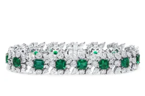 Natural Vivid Green Colombia Emerald & Diamonds Bracelet, 10.38 Ct. (29.73 Ct. TW), GRS2022-088209,Emerald Bracelet