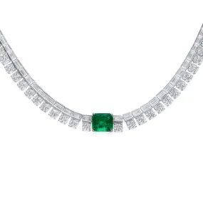 Natural Vivid Green Colombia Emerald and Diamond Necklace, 2.25 CT. (19.42 CT. TW), CDC2201340,Emerald Pendant