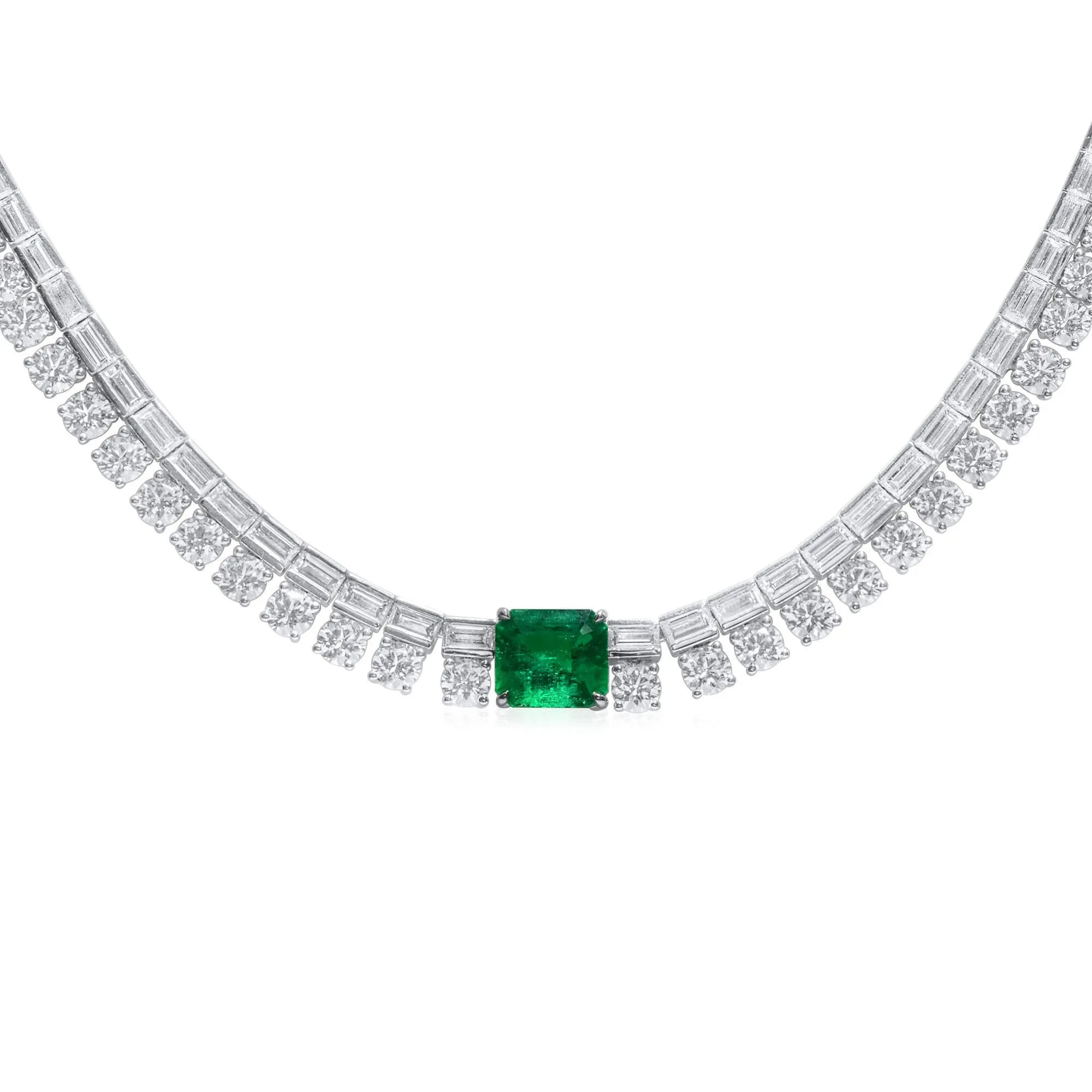 Natural Vivid Green Colombia Emerald and Diamond Necklace, 2.25 CT. (19.42 CT. TW), CDC2201340,Emerald Pendant
