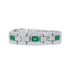 Natural Vivid Green Colombia Emerald Bracelet, 17.82 Ct. TW, Emerald shape GRS Certified,Emerald Bracelet
