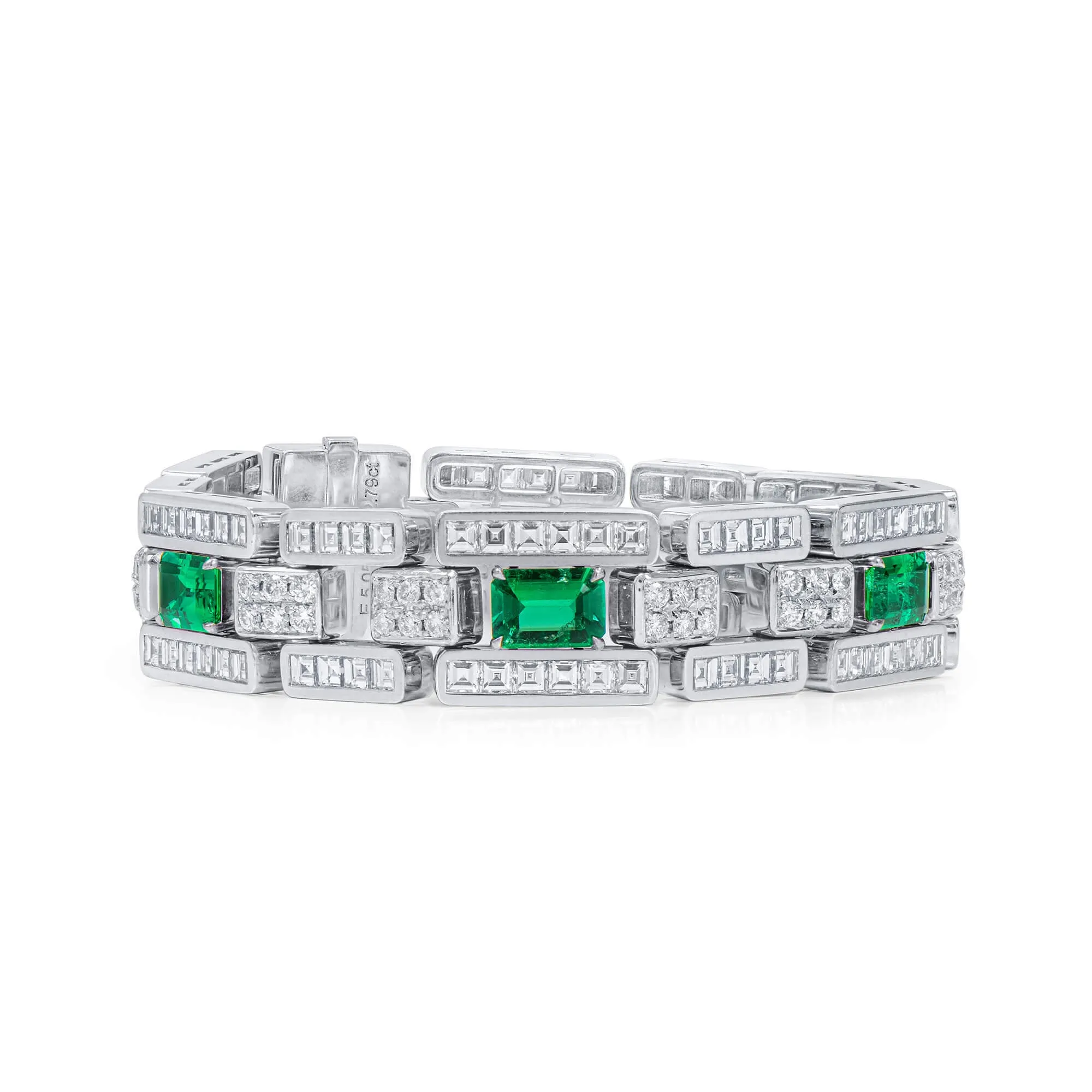 Natural Vivid Green Colombia Emerald Bracelet, 17.82 Ct. TW, Emerald shape GRS Certified,Emerald Bracelet