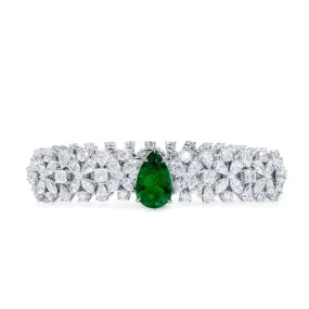 Natural Vivid Green Colombia Emerald Bracelet, 22.40 Ct. TW, Pear shape C.DUNAIGRE Certified,Emerald Bracelet