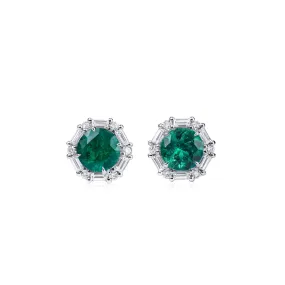 Natural Vivid Green Colombia Emerald Earrings|1.76 Ct. (2.34 Ct. TW), JCEG05539722,Emerald Earrings