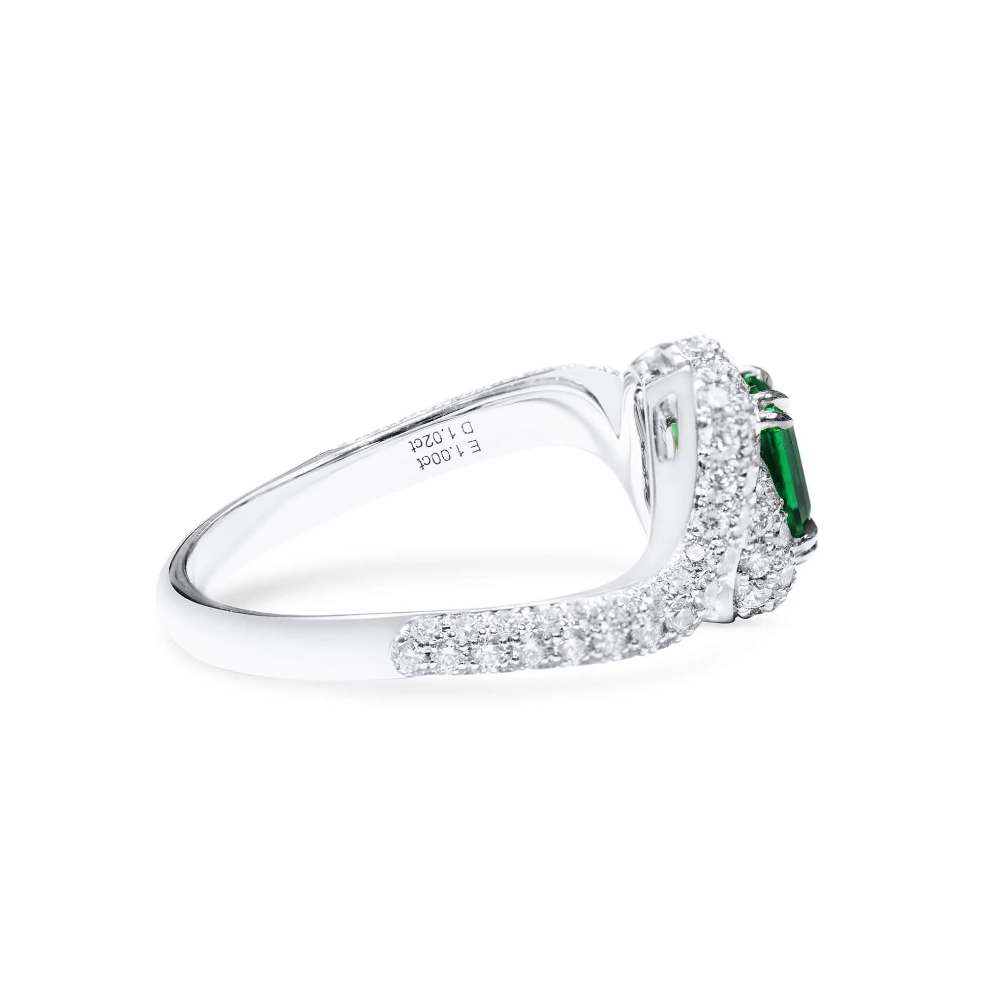 Natural Vivid Green Colombia Emerald Ring, 2.02 Ct. TW, Octagonal shape GRS Certified,Emerald Rings