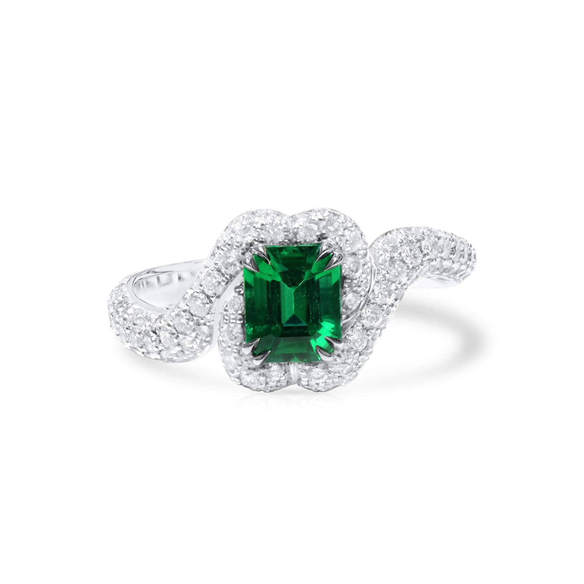 Natural Vivid Green Colombia Emerald Ring, 2.02 Ct. TW, Octagonal shape GRS Certified,Emerald Rings