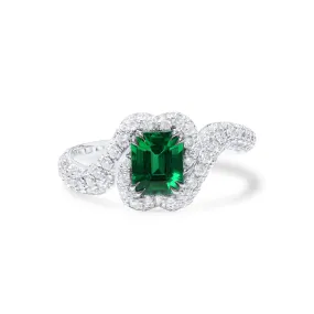 Natural Vivid Green Colombia Emerald Ring, 2.02 Ct. TW, Octagonal shape GRS Certified,Emerald Rings