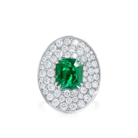 Natural Vivid Green Colombia Emerald Ring, 6.44 Ct. TW, Emerald shape GRS Certified,Emerald Rings