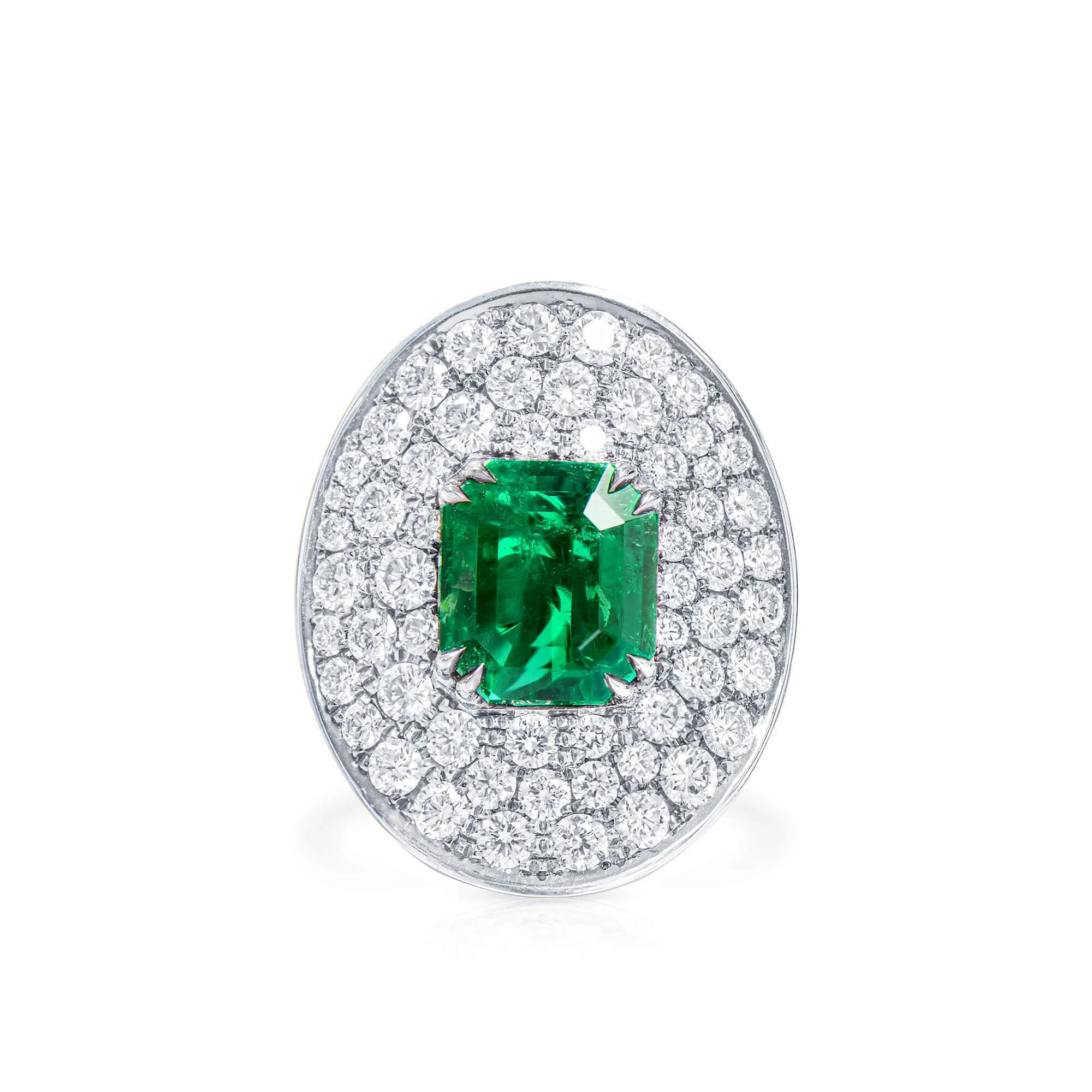 Natural Vivid Green Colombia Emerald Ring, 6.44 Ct. TW, Emerald shape GRS Certified,Emerald Rings