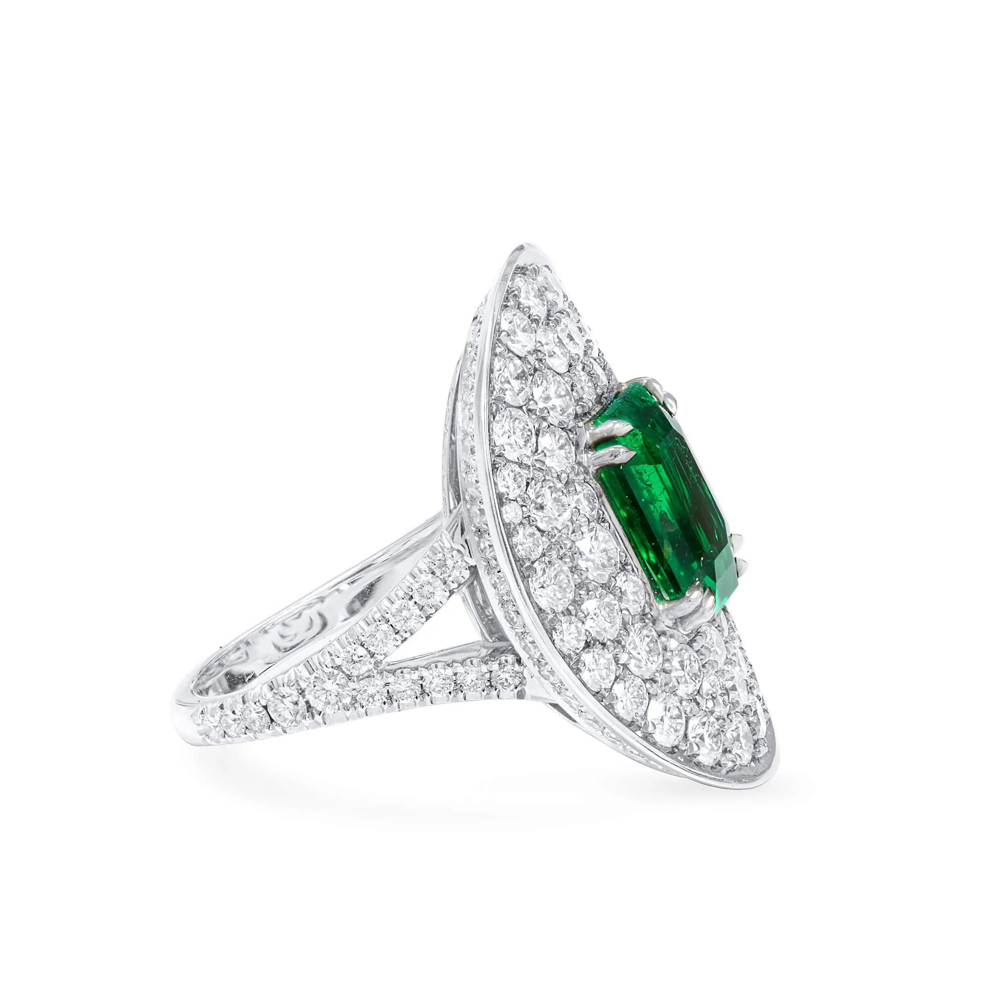 Natural Vivid Green Colombia Emerald Ring, 6.44 Ct. TW, Emerald shape GRS Certified,Emerald Rings