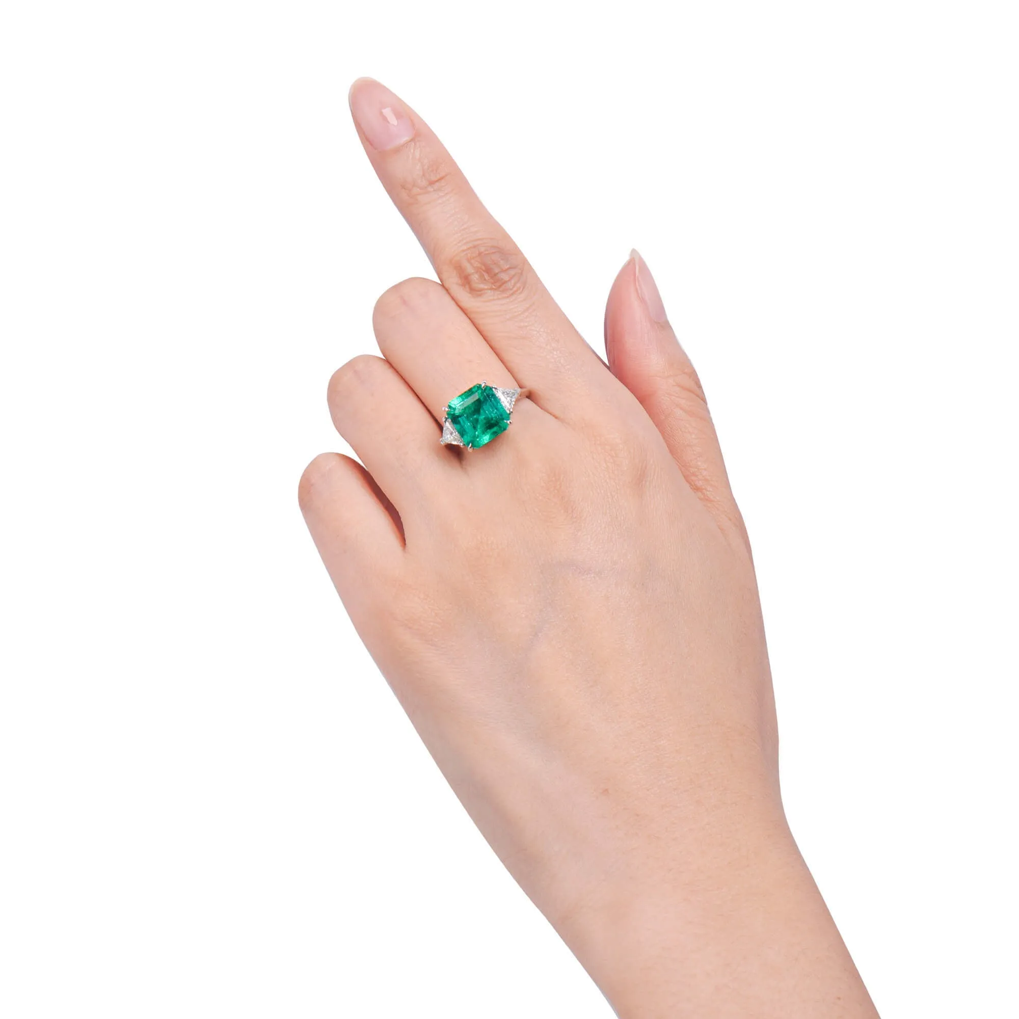 Natural Vivid Green Colombia Emerald Ring, 6.47 Ct. TW, Octagonal shape GRS Certified,Emerald Rings