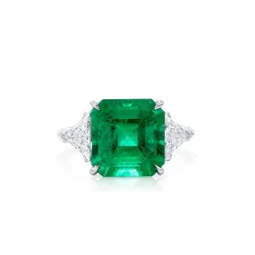 Natural Vivid Green Colombia Emerald Ring, 6.47 Ct. TW, Octagonal shape GRS Certified,Emerald Rings