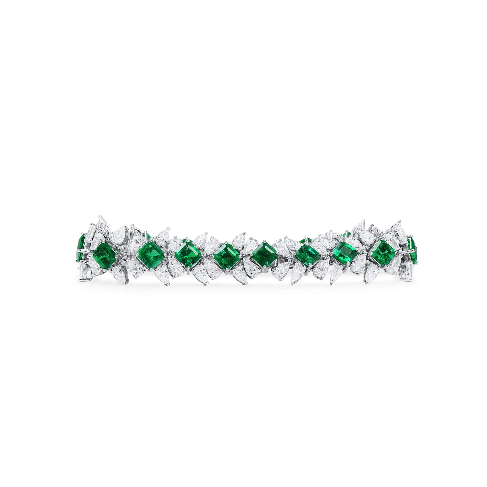 Natural Vivid Green Colombian Emerald and Diamond Bracelet, 11.07 Ct. (25.10 Ct. TW), GRS2023-088557,Emerald Bracelet