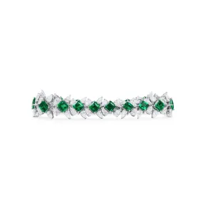 Natural Vivid Green Colombian Emerald and Diamond Bracelet, 11.07 Ct. (25.10 Ct. TW), GRS2023-088557,Emerald Bracelet