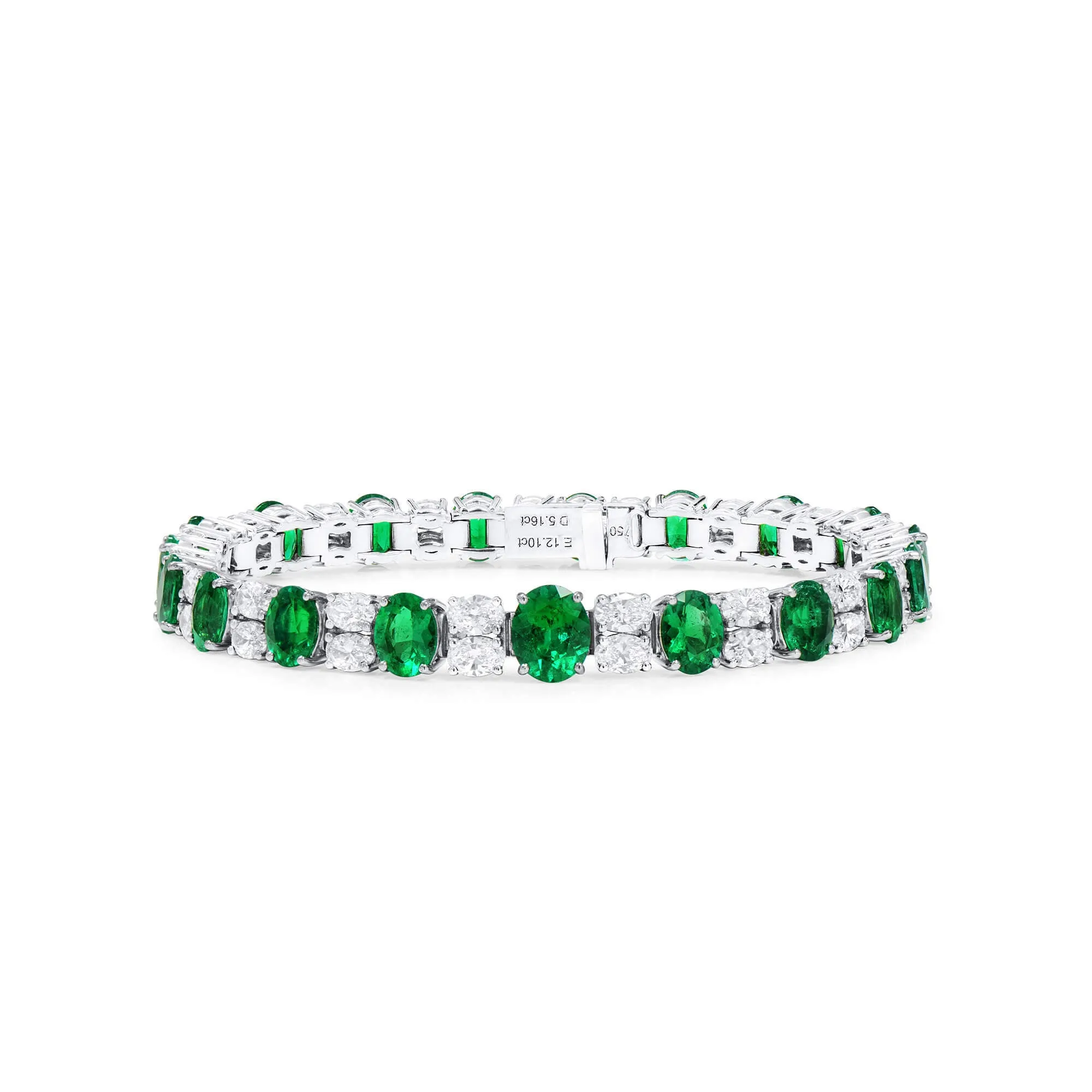 Natural Vivid Green Colombian Emerald Bracelet, 12.10 Ct. (17.26 Ct. TW), GRS2023-098003, 18K Gold,Emerald Bracelet