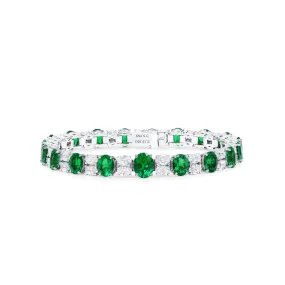 Natural Vivid Green Colombian Emerald Bracelet, 12.10 Ct. (17.26 Ct. TW), GRS2023-098003, 18K Gold,Emerald Bracelet