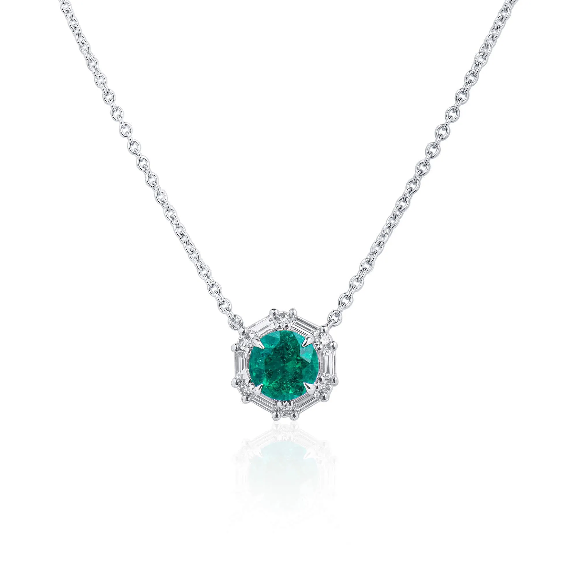 Natural Vivid Green Colombian Emerald Pendant|0.75 Ct. (1.04 Ct. TW), GRS2020-128127,Emerald Pendant