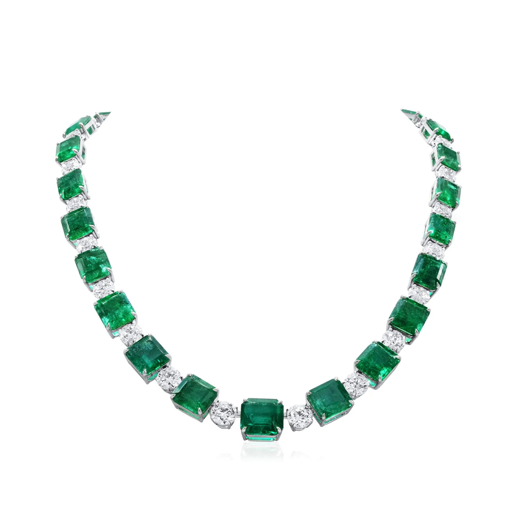 Natural Vivid Green Emerald and Diamond Necklace, 97.77 Ct. (119.01 Ct. TW), JCNG01106740,Emerald Pendant
