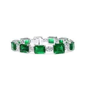 Natural Vivid Green Emerald Bracelet, 32.95 Ct. (38.99 Ct. TW), JCBG01106693,Emerald Bracelet