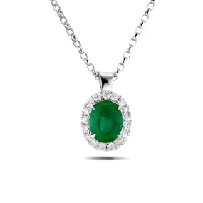 Natural Vivid Green Emerald Pendant, 0.65 Ct. (0.80 Ct. TW), G2106160425,Emerald Pendant