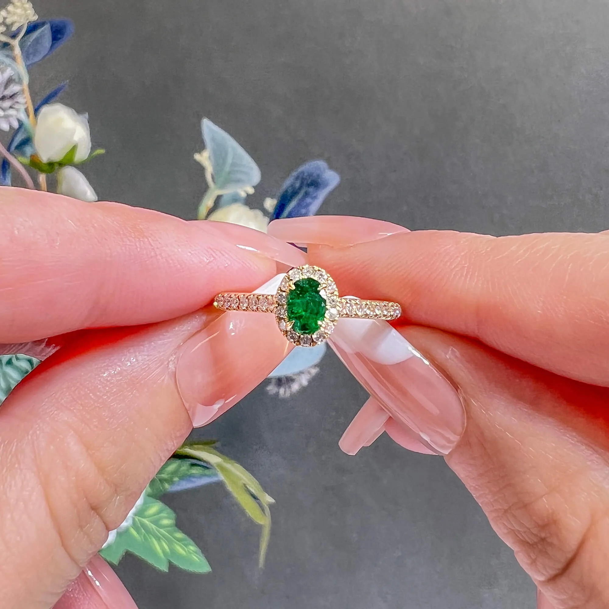 Natural Vivid Green Emerald Ring, 0.52 Ct. TW,Emerald Rings