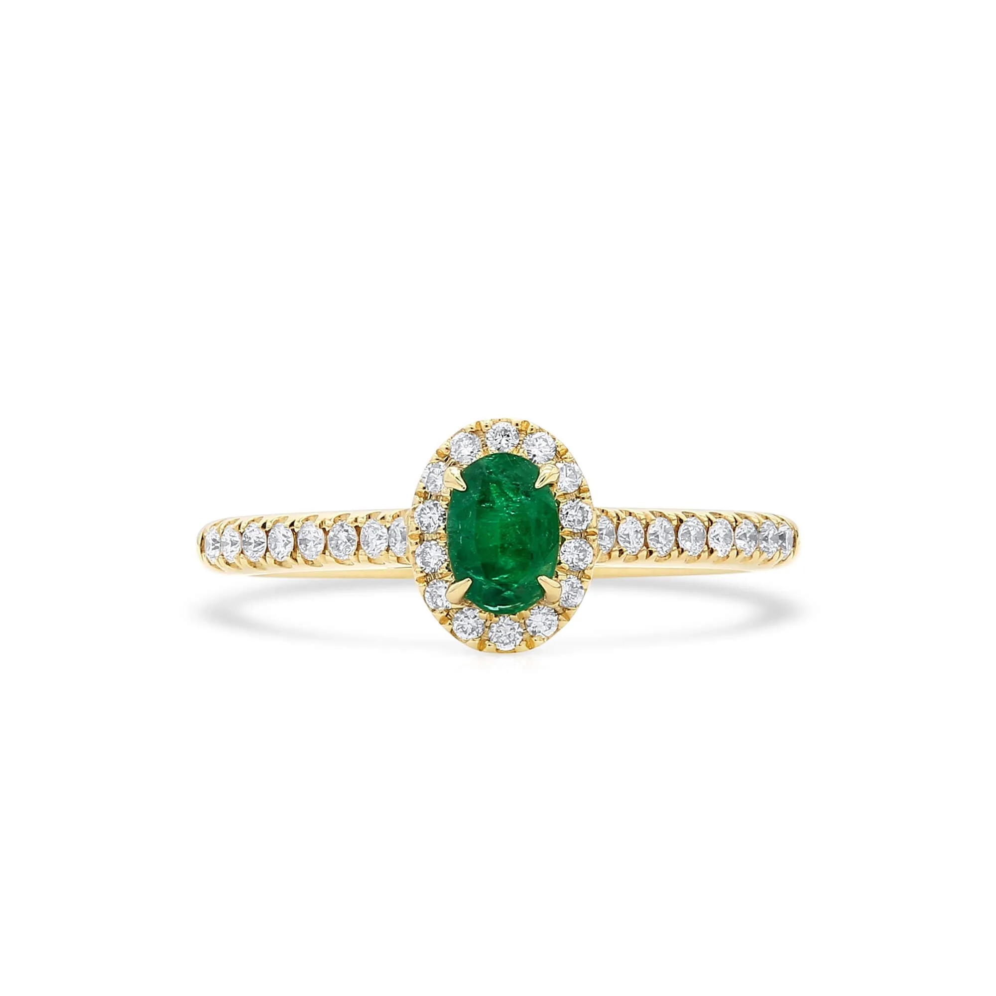 Natural Vivid Green Emerald Ring, 0.52 Ct. TW,Emerald Rings