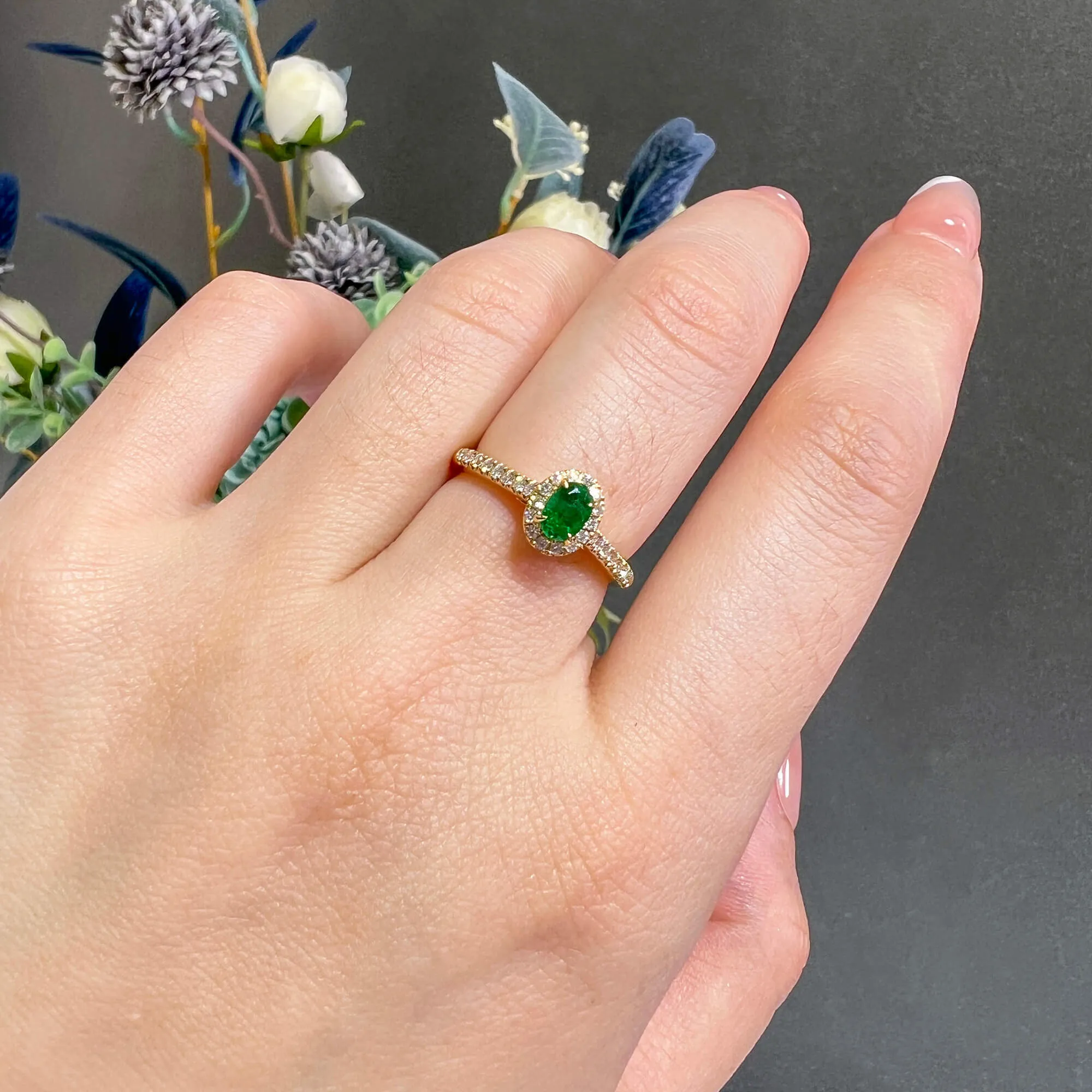 Natural Vivid Green Emerald Ring, 0.52 Ct. TW,Emerald Rings