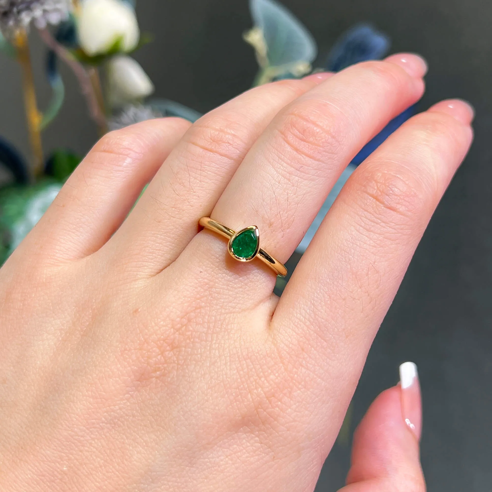 Natural Vivid Green Emerald Ring, 0.55 Ct. TW,Emerald Rings