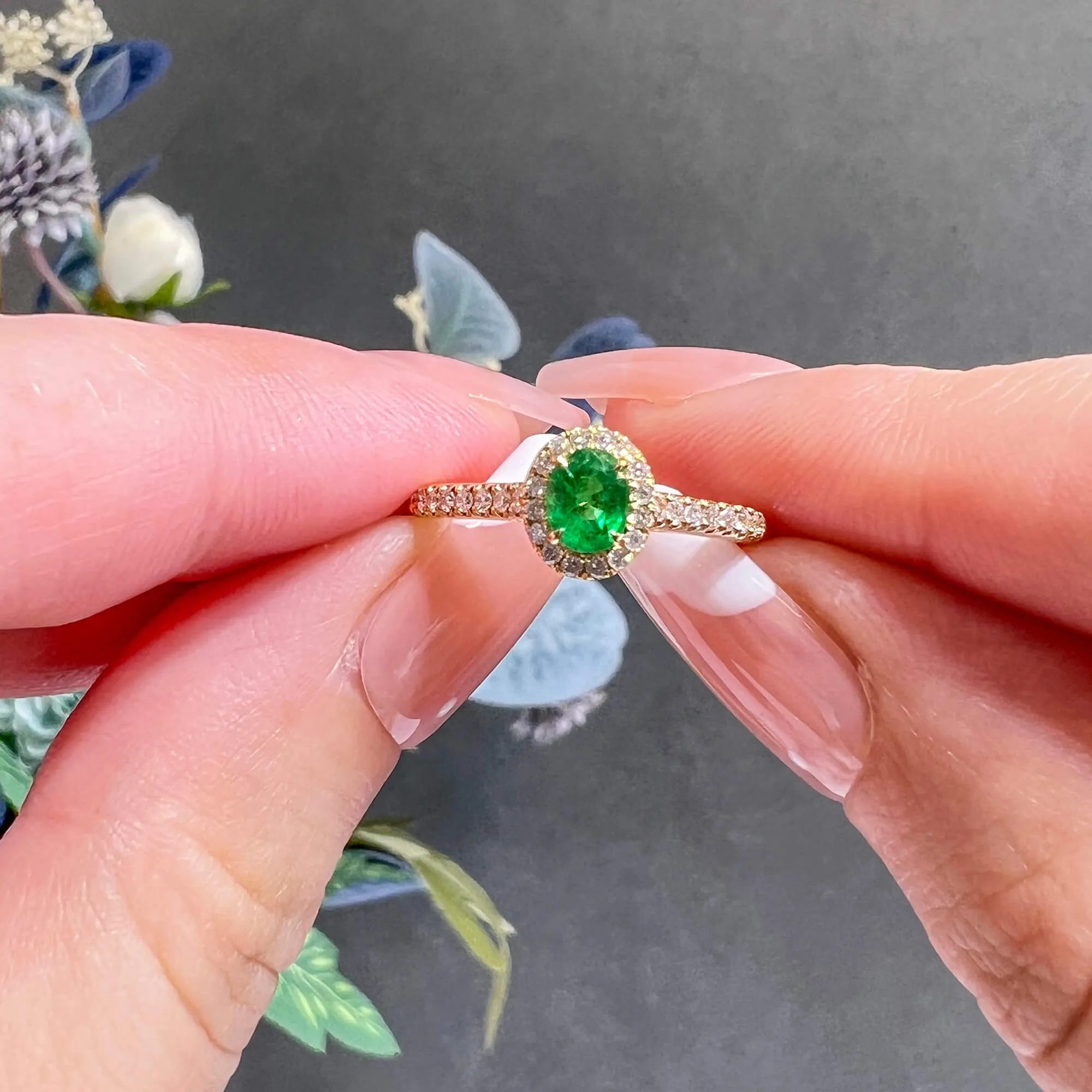 Natural Vivid Green Emerald Ring, 0.60 Ct. TW,Emerald Rings