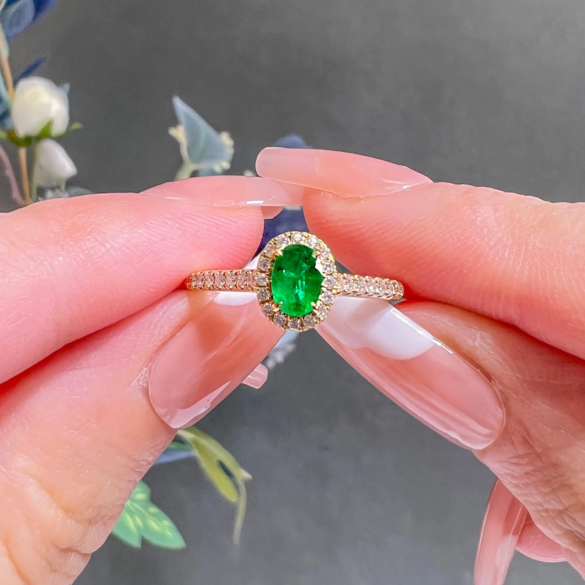 Natural Vivid Green Emerald Ring, 0.60 Ct. TW,Emerald Rings