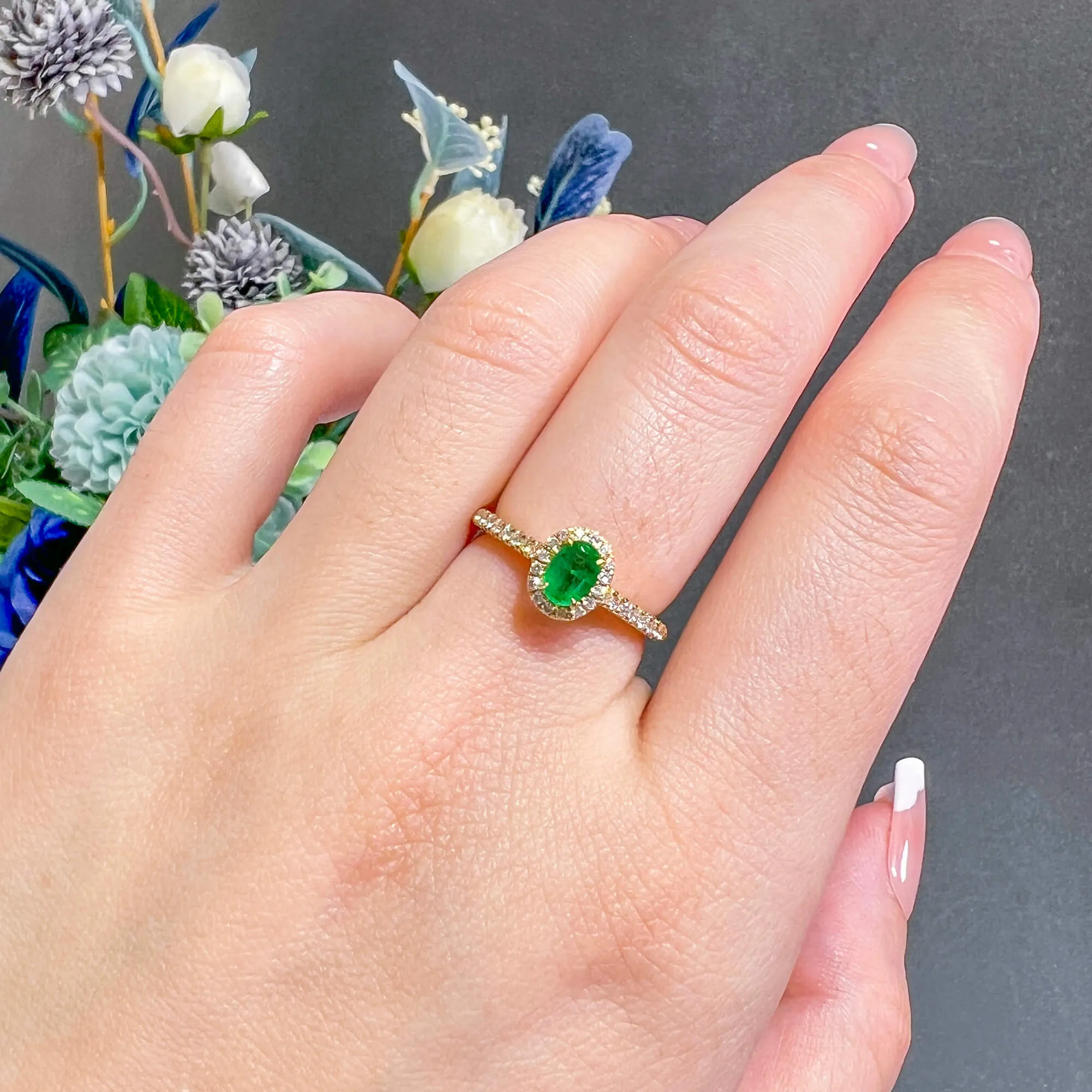 Natural Vivid Green Emerald Ring, 0.60 Ct. TW,Emerald Rings