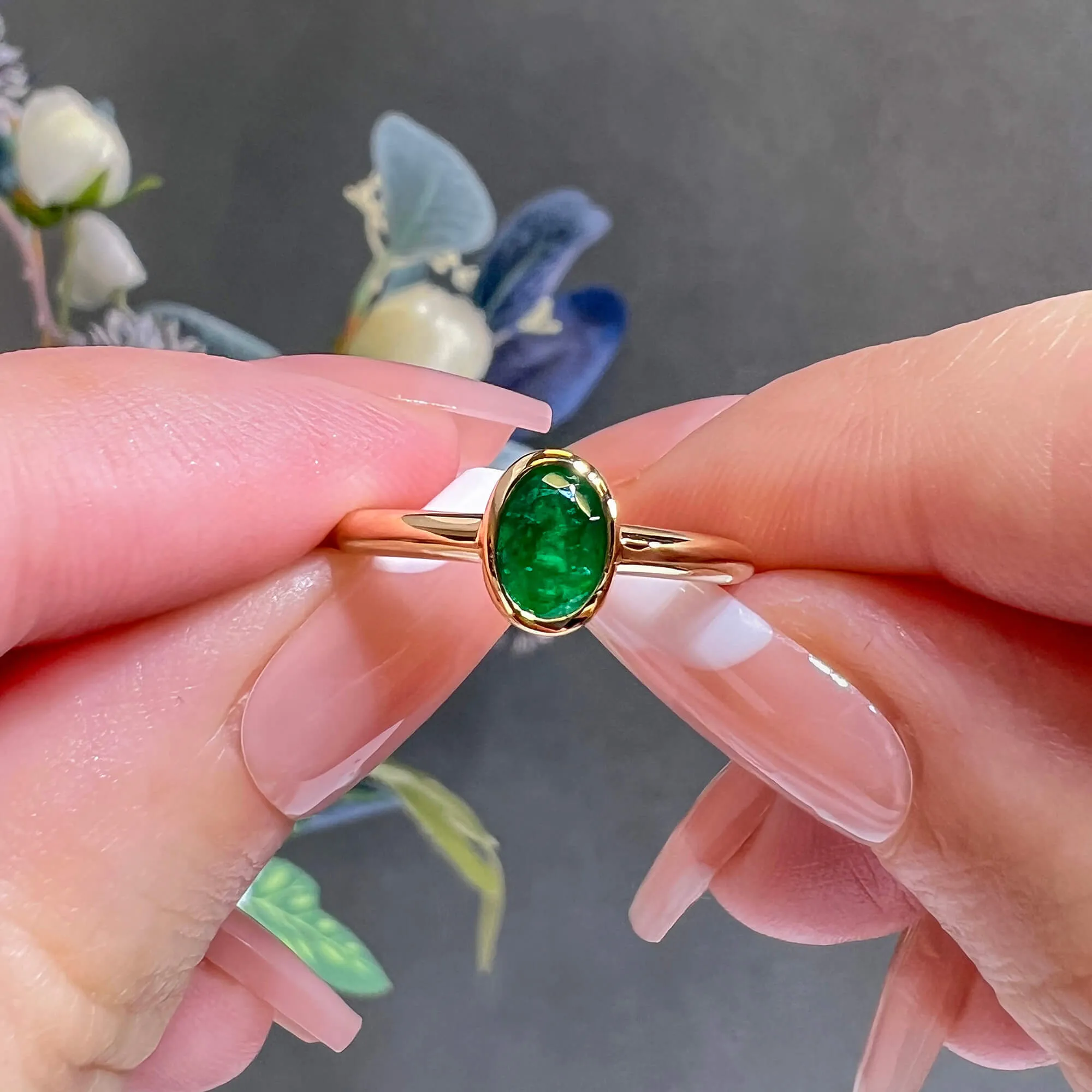 Natural Vivid Green Emerald Ring, 0.64 Ct. TW,Emerald Rings