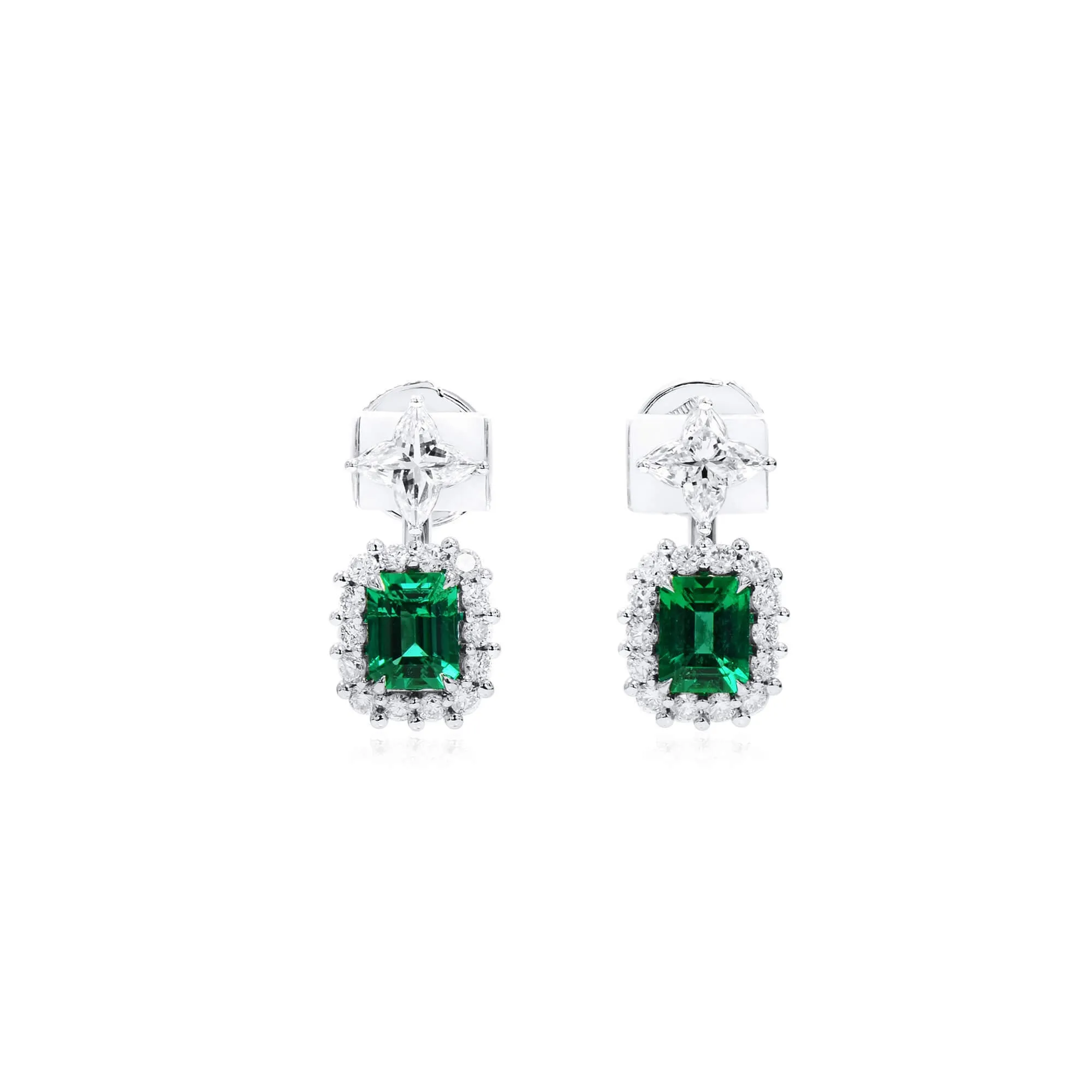 Natural Vivid Muzo Green Colombian Emerald Earrings, 1.08 Ct. (2.61 Ct. TW), GRS2023-088466,Emerald Earrings