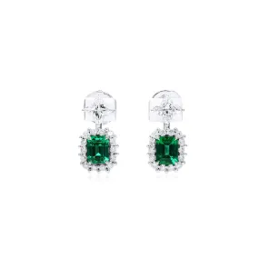 Natural Vivid Muzo Green Colombian Emerald Earrings, 1.08 Ct. (2.61 Ct. TW), GRS2023-088466,Emerald Earrings