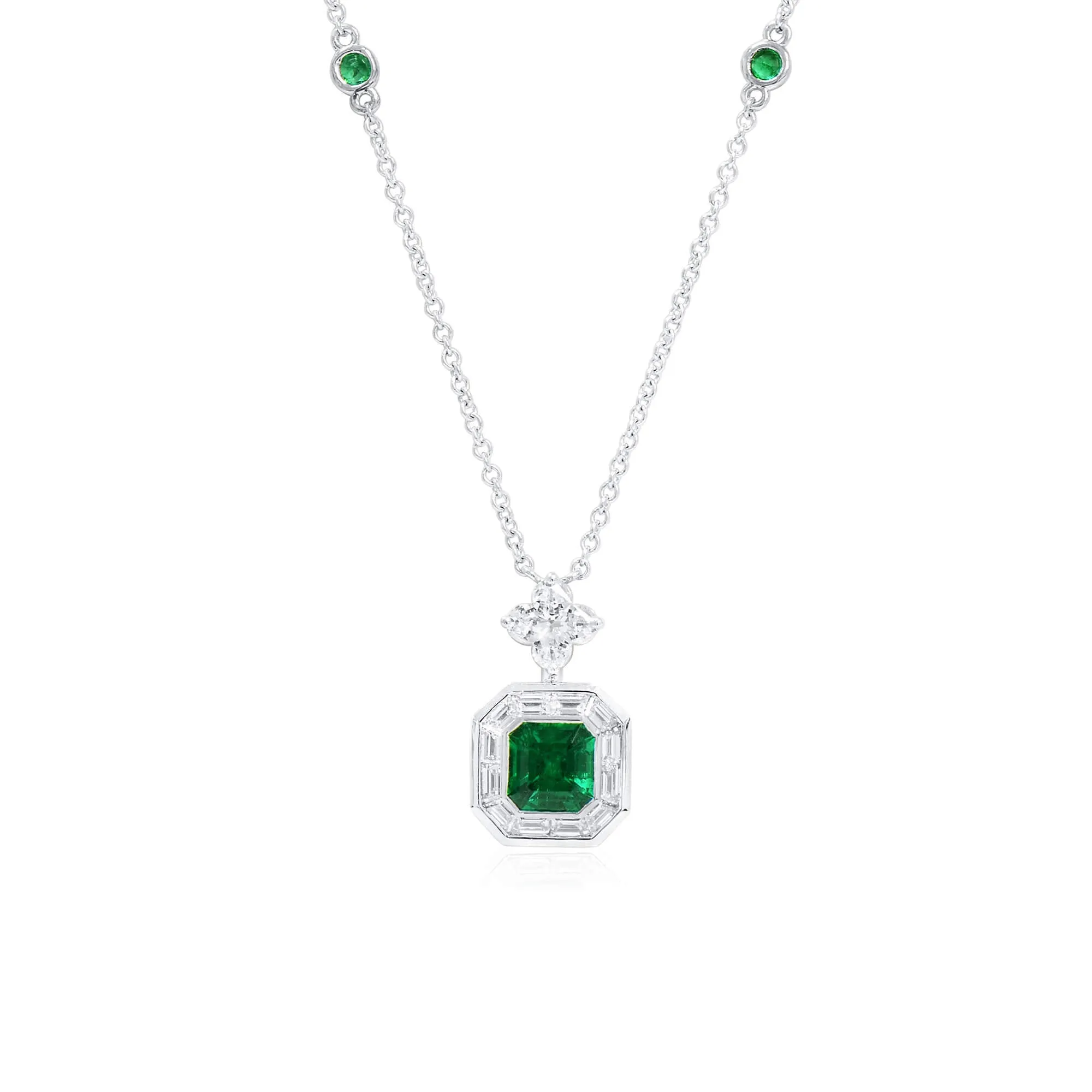 Natural Vivid Muzo Green Colombian Emerald Pendant, 0.84 Ct. (1.96 Ct. TW), GRS2023-079963,Emerald Pendant